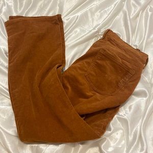 Tan suede flare pants, high rise